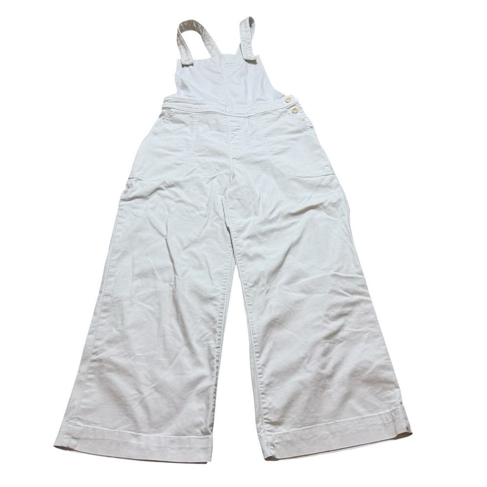 Patagonia Women's Stand Up Cropped Overalls 6 Dyno White Organic Cotton Stretch